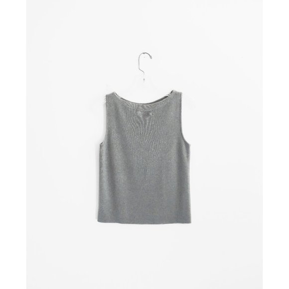 Vtg 90s Linda Allard Ellen Tracy Grey Cashmere Knit Sleeveless Top size Large - Picture 2 of 6